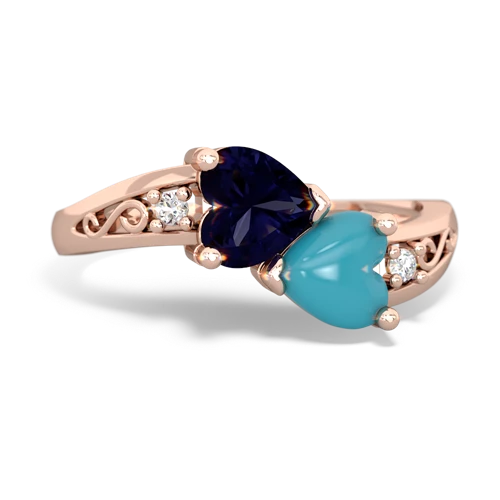 sapphire-turquoise filligree ring
