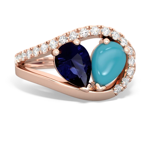 sapphire-turquoise pave heart ring