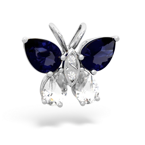sapphire-white topaz butterfly pendant