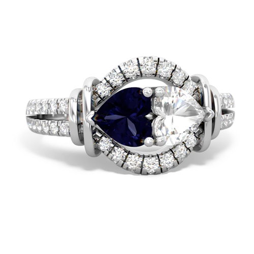 sapphire-white topaz pave keepsake ring