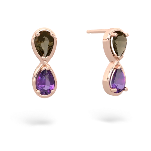 smoky quartz-amethyst infinity earrings