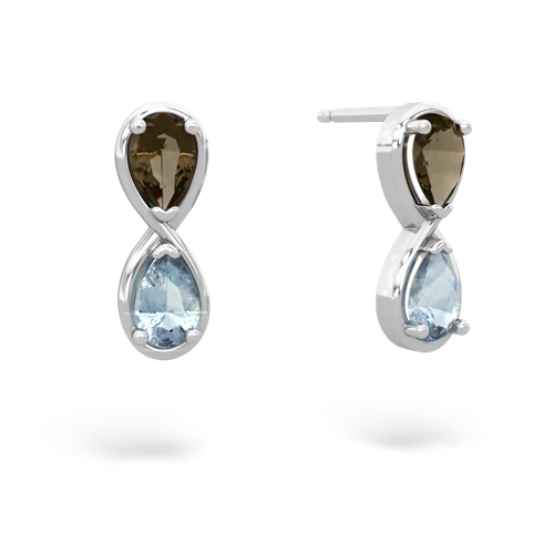 smoky quartz-aquamarine infinity earrings