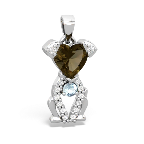 smoky quartz-aquamarine birthstone puppy pendant