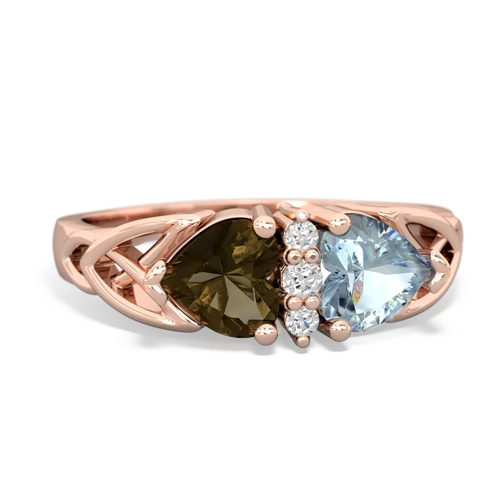 smoky quartz-aquamarine celtic ring