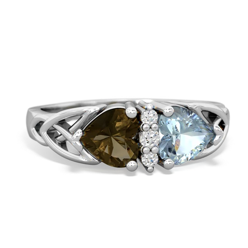 smoky quartz-aquamarine celtic ring