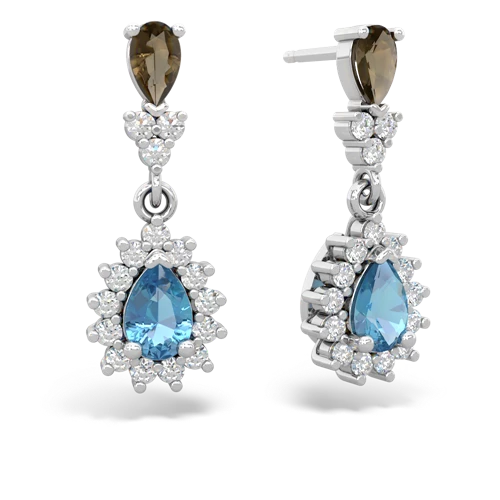 smoky quartz-blue topaz dangle earrings