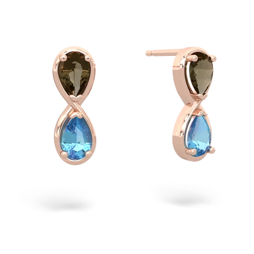 smoky quartz-blue topaz infinity earrings