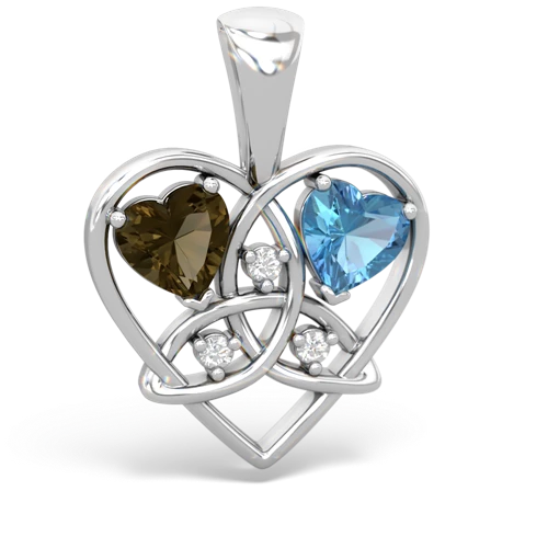 smoky quartz-blue topaz celtic heart pendant