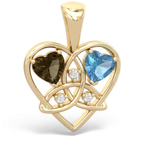 smoky quartz-blue topaz celtic heart pendant