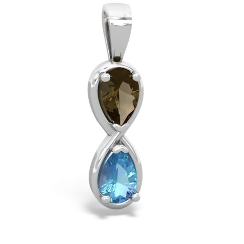 smoky quartz-blue topaz infinity pendant