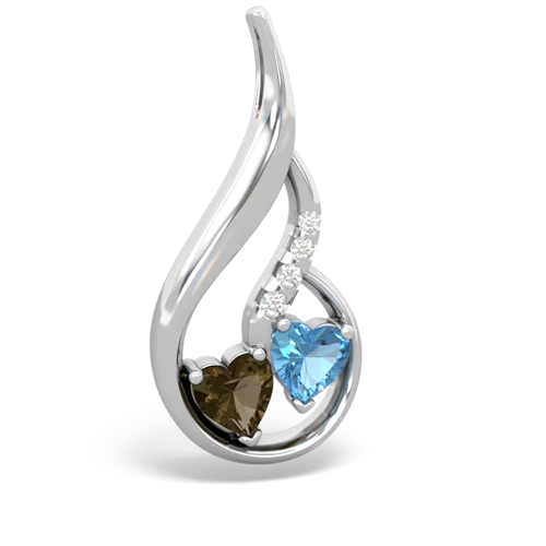 smoky quartz-blue topaz keepsake swirl pendant