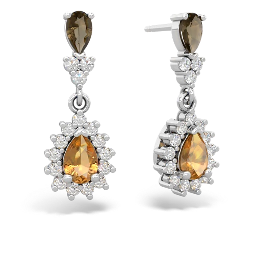smoky quartz-citrine dangle earrings