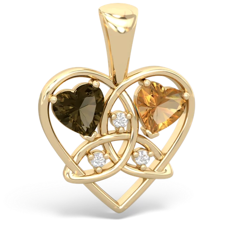 smoky quartz-citrine celtic heart pendant