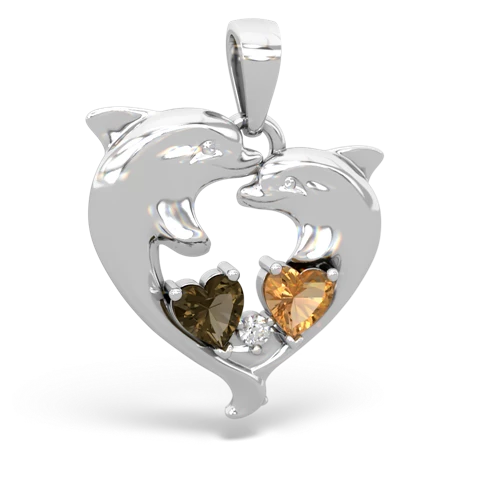 smoky quartz-citrine dolphins pendant