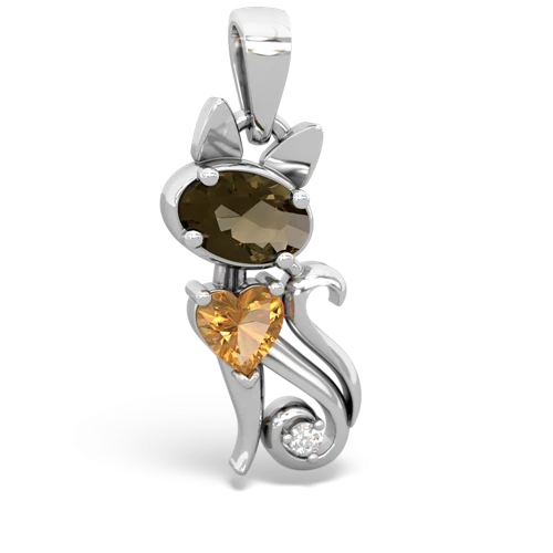 smoky quartz-citrine kitten pendant