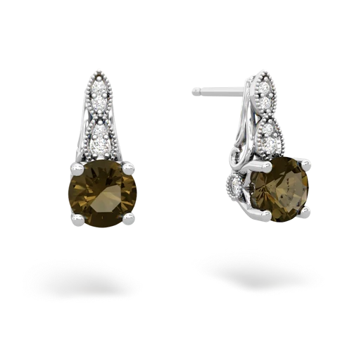 smoky quartz halo drop earrings