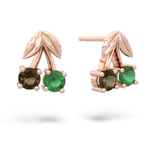 smoky quartz-emerald cherries earrings
