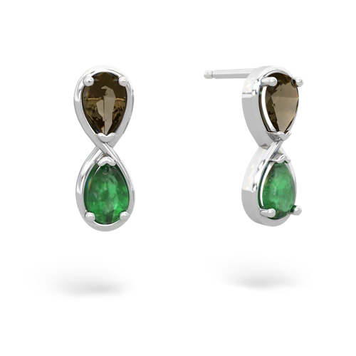 smoky quartz-emerald infinity earrings