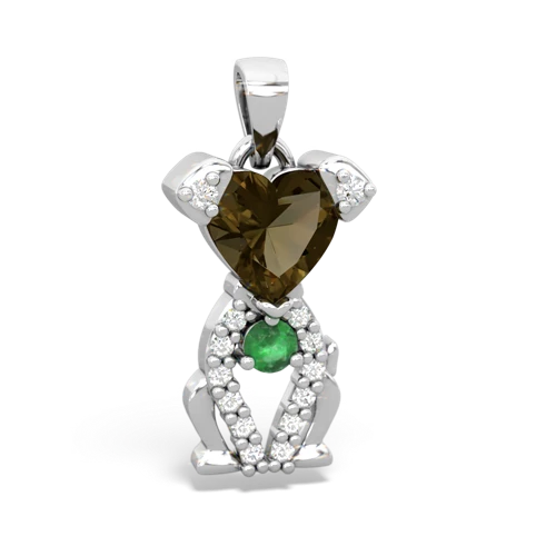 smoky quartz-emerald birthstone puppy pendant