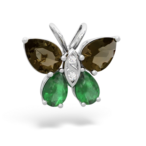 smoky quartz-emerald butterfly pendant