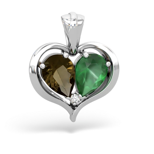 smoky quartz-emerald half heart whole pendant