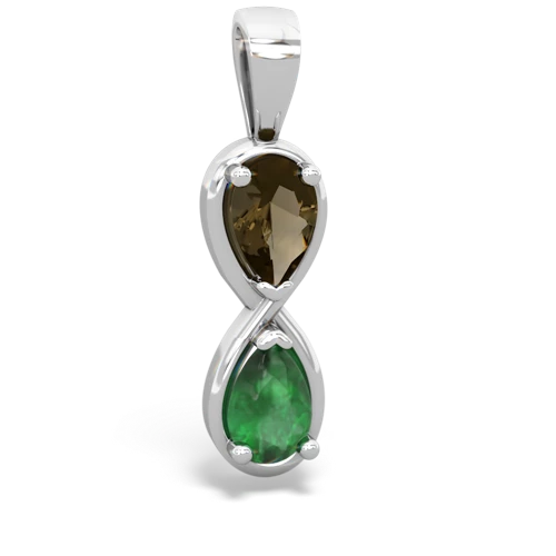 smoky quartz-emerald infinity pendant
