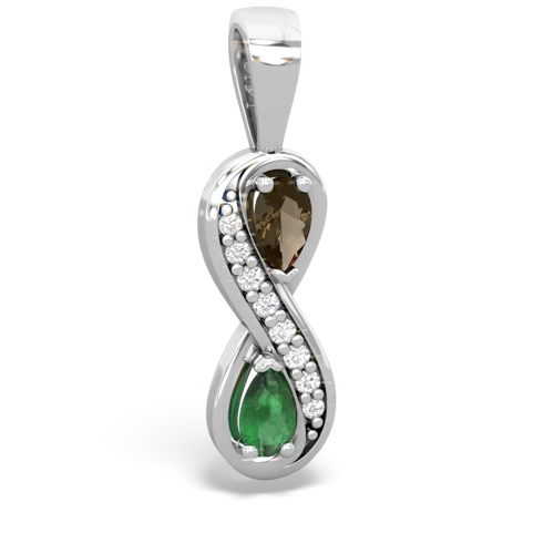 smoky quartz-emerald keepsake infinity pendant