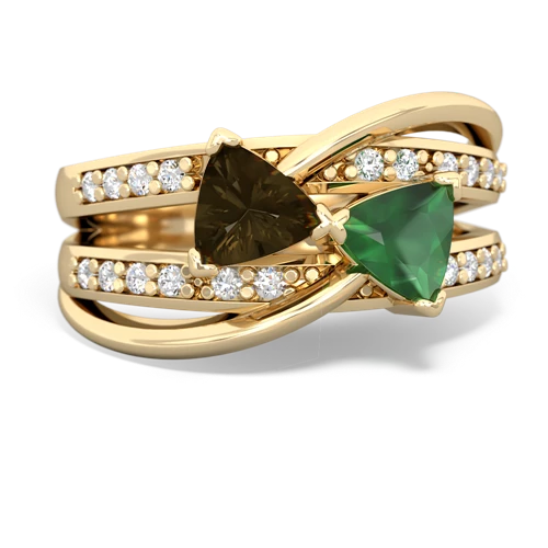 smoky quartz-emerald couture ring
