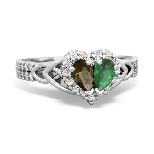smoky quartz-emerald keepsake engagement ring