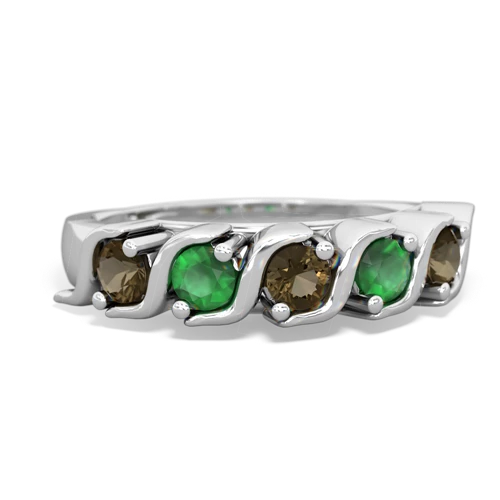 smoky quartz-emerald timeless ring