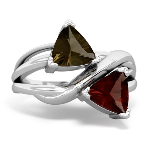 smoky quartz-garnet filligree ring
