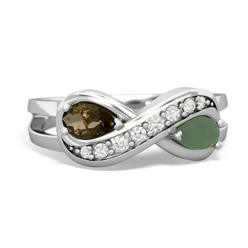 smoky quartz-jade diamond infinity ring