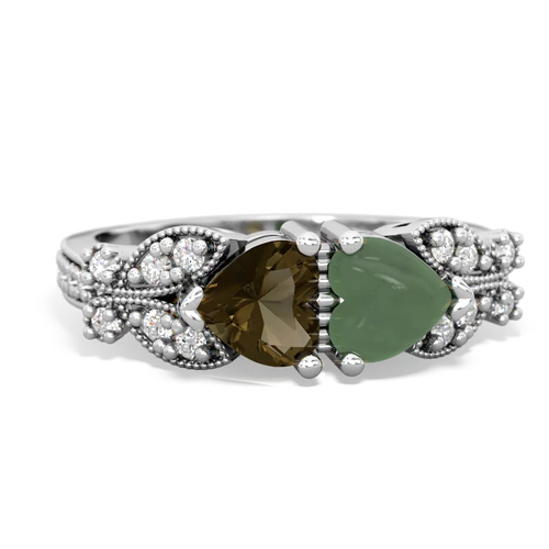 smoky quartz-jade keepsake butterfly ring