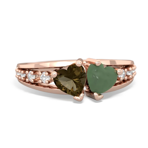 smoky quartz-jade modern ring