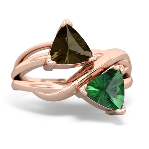 smoky quartz-lab emerald filligree ring