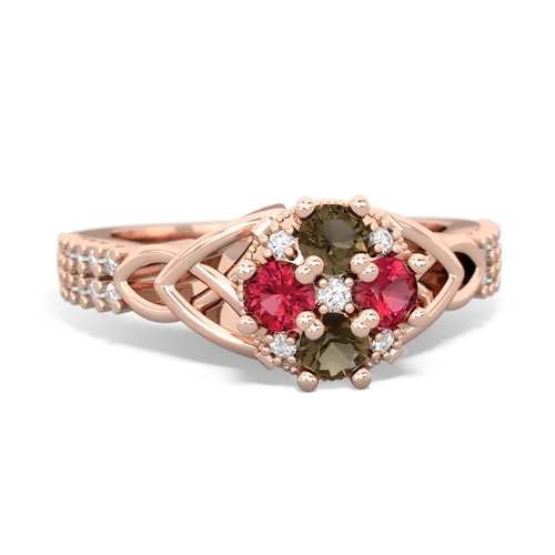 smoky quartz-lab ruby engagement ring