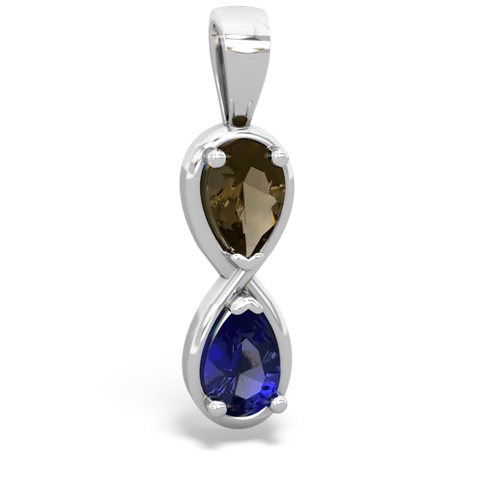 smoky quartz-lab sapphire infinity pendant