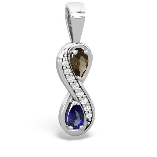 smoky quartz-lab sapphire keepsake infinity pendant