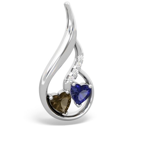 smoky quartz-lab sapphire keepsake swirl pendant