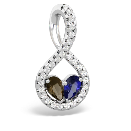 smoky quartz-lab sapphire pave twist pendant