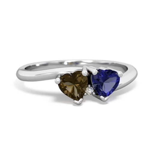 smoky quartz-lab sapphire sweethearts promise ring