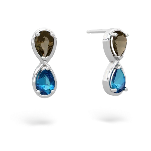 smoky quartz-london topaz infinity earrings