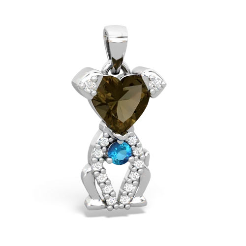 smoky quartz-london topaz birthstone puppy pendant