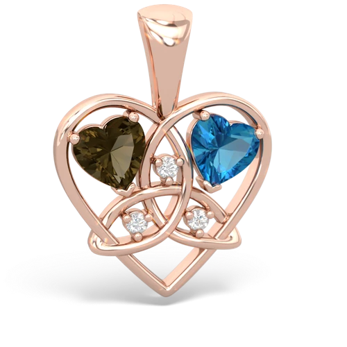 smoky quartz-london topaz celtic heart pendant