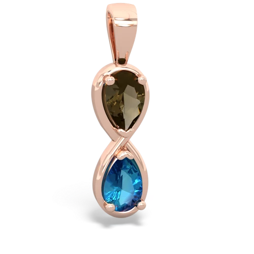 smoky quartz-london topaz infinity pendant