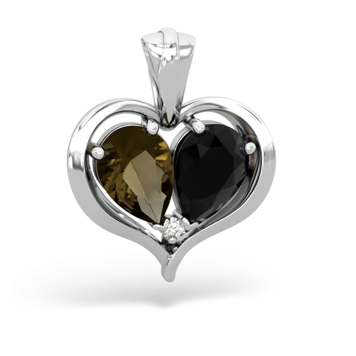 smoky quartz-onyx half heart whole pendant