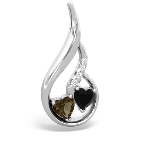 smoky quartz-onyx keepsake swirl pendant