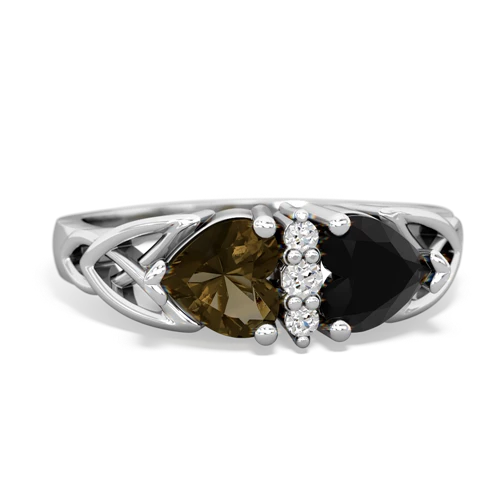 smoky quartz-onyx celtic ring