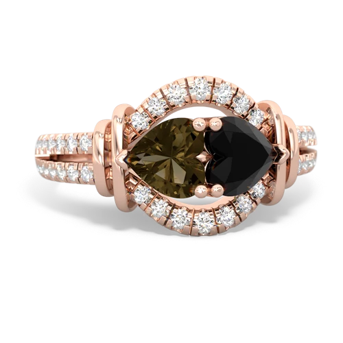 smoky quartz-onyx pave keepsake ring