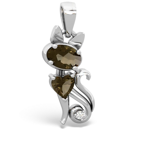 smoky quartz kitten pendant